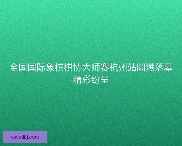 全国国际象棋棋协大师赛杭州站圆满落幕精彩纷呈