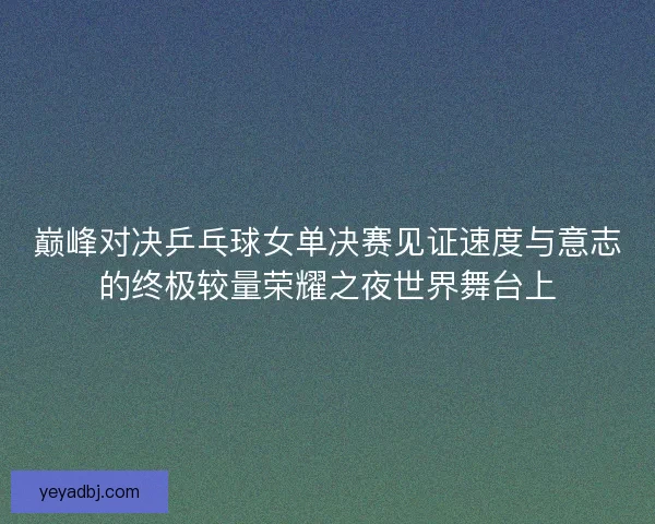 巅峰对决乒乓球女单决赛见证速度与意志的终极较量荣耀之夜世界舞台上